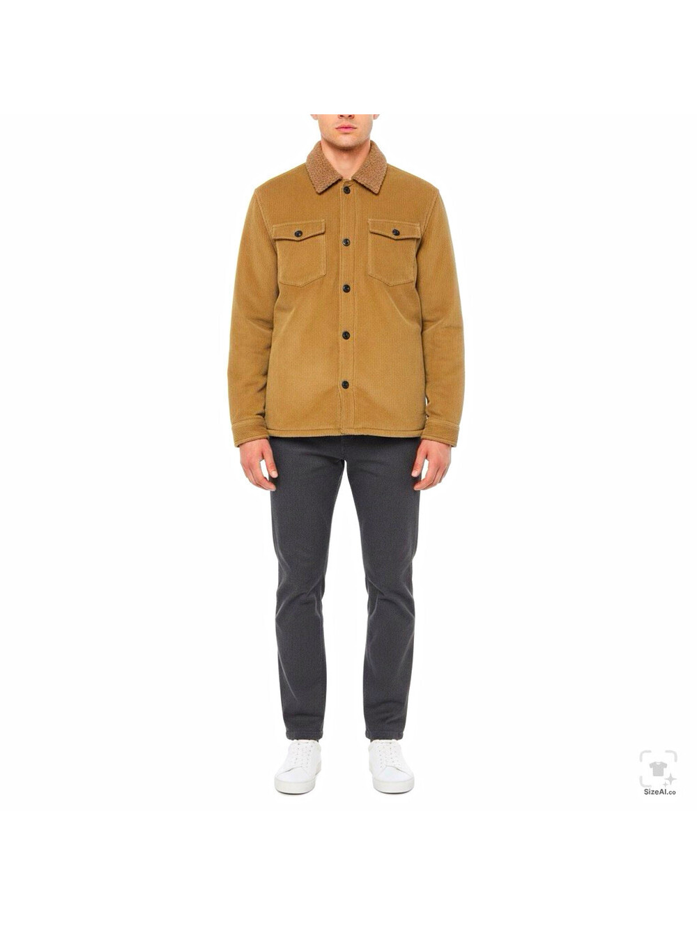 C & C California Men's Tan Sherpa Lined Corduroy Button Front Shacket Jacket L